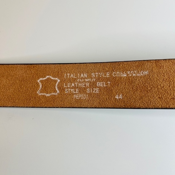 Brown 100% Italian Leather Belt with Eagle Motif Men's Size 44 - Picture 4 of 5